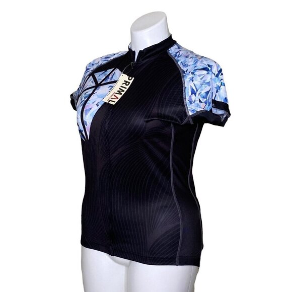 Primal NWT Black/Blue Diamond Pattern Cycle Race Cut Jersey Front Zip Women's XL - Picture 6 of 8